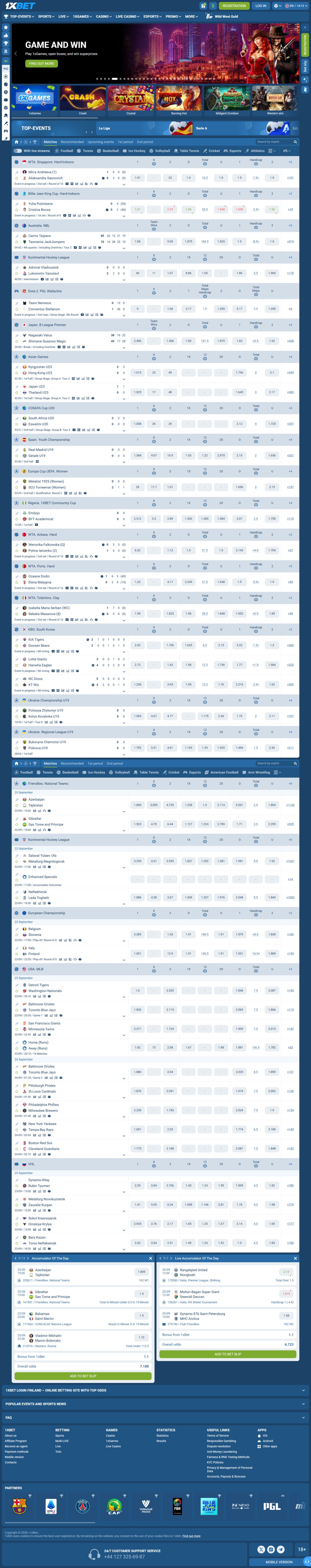 Website Like 1xBet — full page walkthrough
