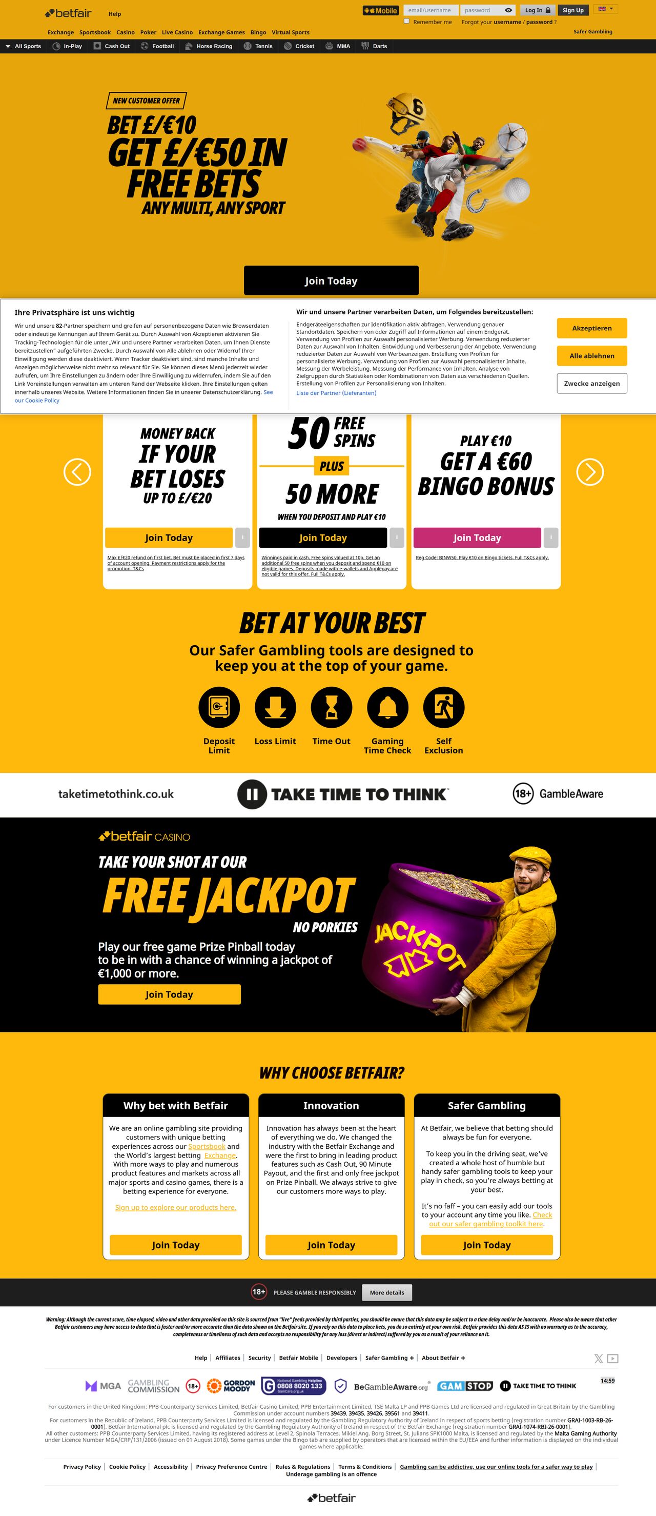 Website Like Betfair — full page walkthrough