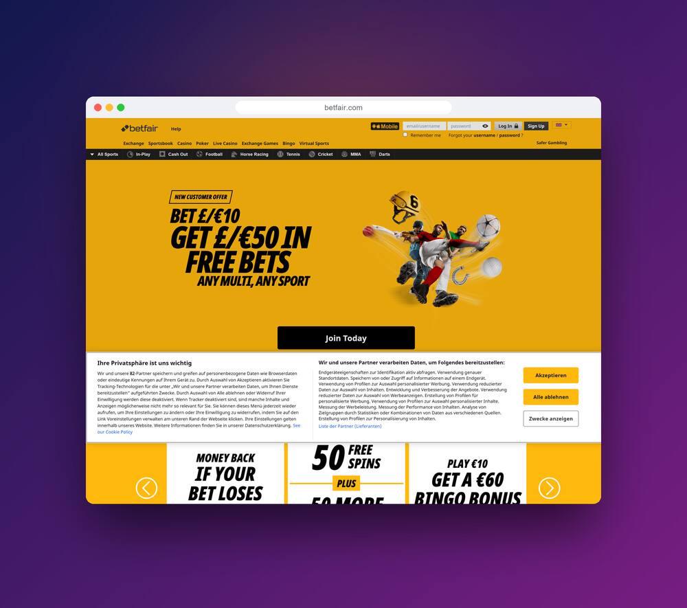 Website Like Betfair — screen 2